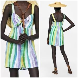 Zara rainbow striped romper size S